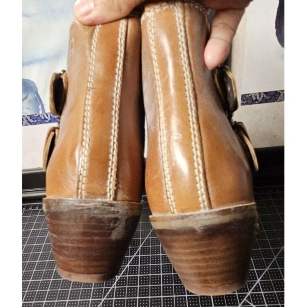 ROAN by BED STUD ville tan‎ white ankle boots US size 6M stud buckles zipper - Picture 9 of 16